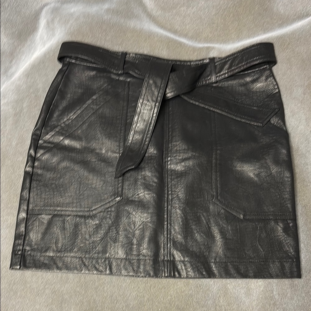 Stella Luce Black Pencil Mini Skirt with Tie Front